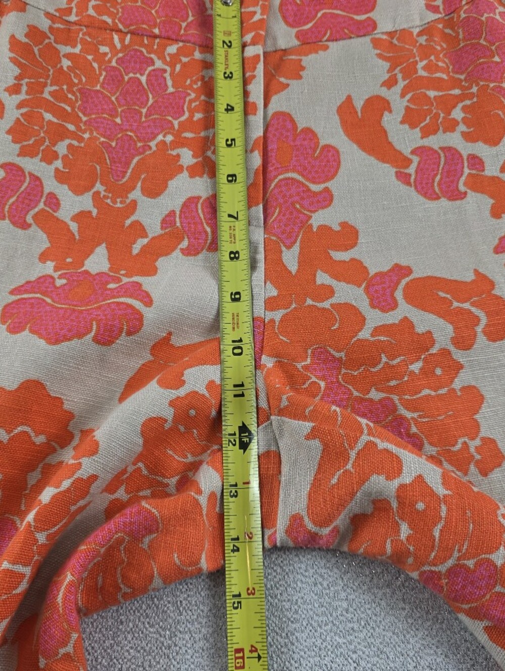 Boden Floral Brocade Linen Pants Tan Orange Pink Wmn's 16R - Picture 11 of 13